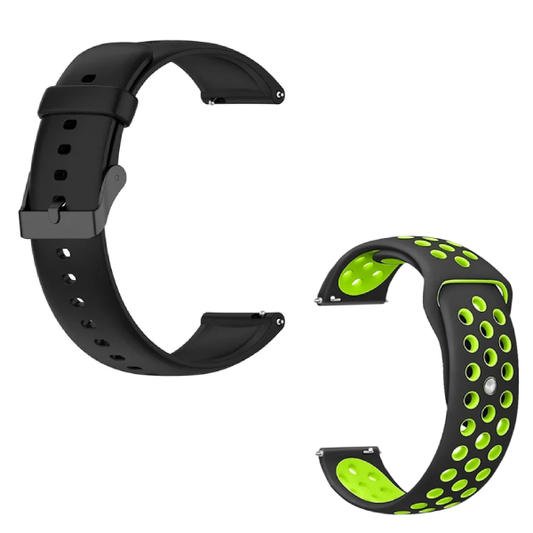 Kit Bracelete Silicone Com Fivela + Desportiva Gift4Me Para Xiaomi Watch 2 - Preto / Preto Verde