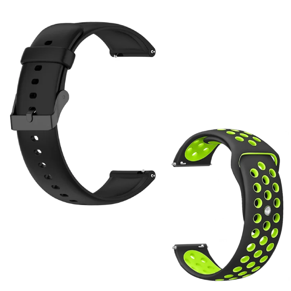 Kit Bracelete Silicone Com Fivela + Desportiva Gift4Me Para Amazfit GTR 3 Pro - Preto / Preto Verde