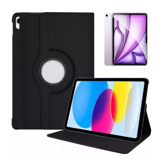 Kit Capa Proteção Rotativa 360 + Película de Vidro Temperado Gorilasglass GIFT4ME Compativel Com Apple Apple iPad Air 13 (2024) - Preto