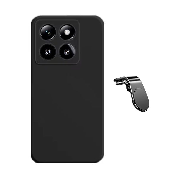 Kit Suporte de Carro Magnético L + Capa Proteção Silicone Gift4Me Para Xiaomi 15 - Preto