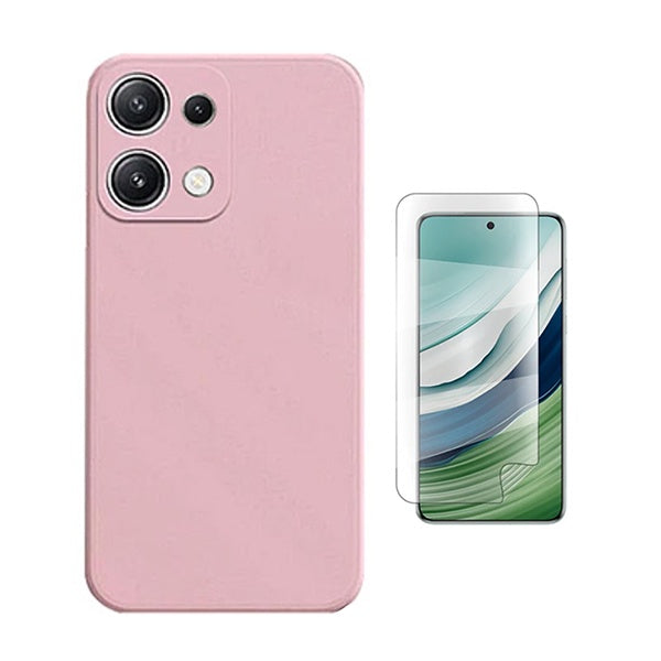 Kit Película Protectora de Hydrogel Frente + Capa Proteção Silicone GIFT4ME Para Xiaomi Redmi Note 14S - Rosa