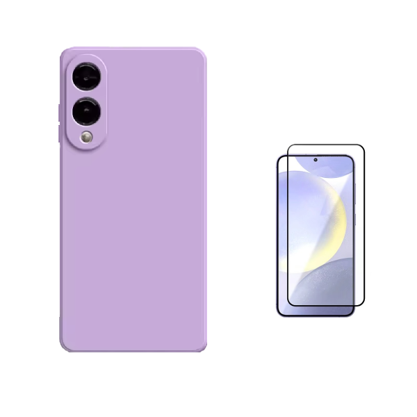 Kit Película de Vidro Temperado Gorilasglass + Capa Proteção Silicone Gift4Me Para Samsung Galaxy S25 Edge - Roxo