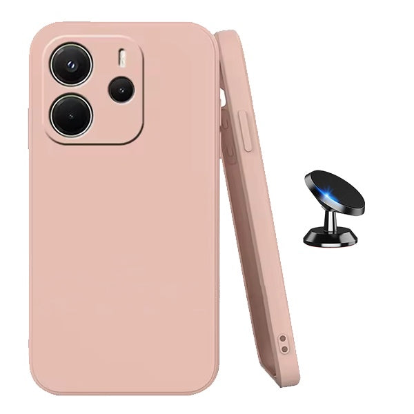 Kit Suporte Magnético + Capa Proteção Silicone GIFT4ME Para Xiaomi Redmi Note 14 5G - Rosa
