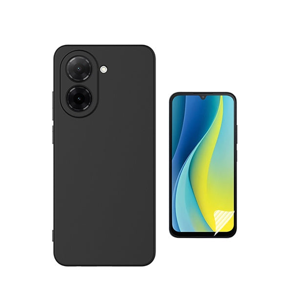 Kit Película Protectora de Hydrogel Frente + Capa Proteção Silicone GIFT4ME Para Xiaomi Redmi A7 - Preto