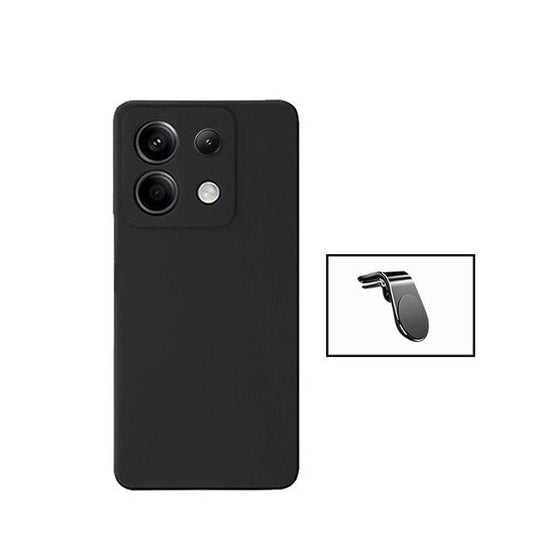 Kit Suporte de Carro Magnético L + Capa Proteção Traseira Silicone GIFT4ME Compativel Com Xiaomi Redmi Note 13 Pro 4G - Preto