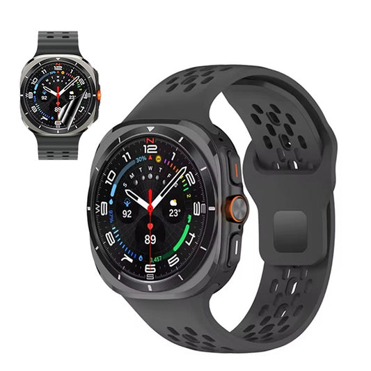 Kit Bracelete Desportiva + Película de Hydrogel GIFT4ME Compativel Com Samsung Galaxy Watch Ultra LTE 47mm - Preto