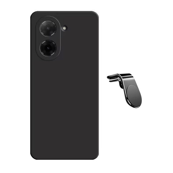 Kit Suporte de Carro Magnético L + Capa Proteção Silicone GIFT4ME Para Xiaomi Redmi A5 4G - Preto