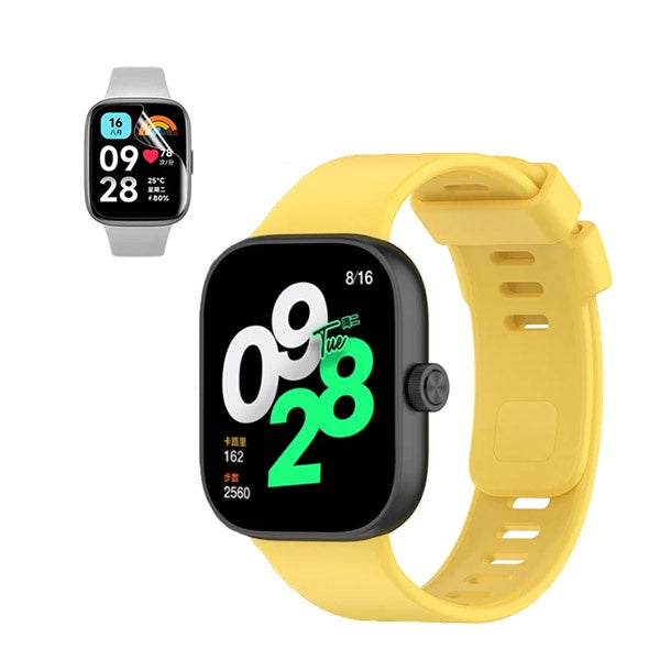 Kit Bracelete Silicone + Película de Hydrogel GIFT4ME Compativel Com Xiaomi Redmi Watch 4 - Amarelo