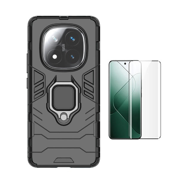 Kit Película de Vidro Temperado Gorilasglass Curvado + Capa de Proteção Militar Magnética Gift4Me Para Xiaomi Redmi Note 14 Pro + Plus - Preto