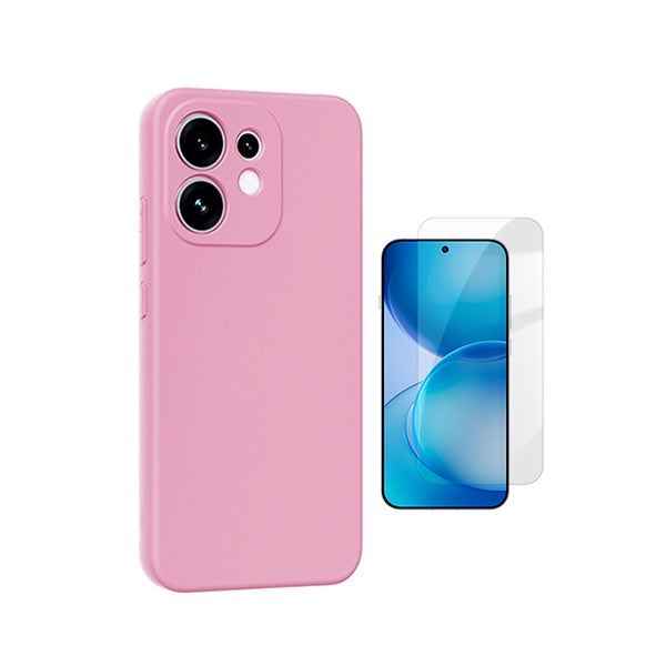 Kit Vidro Temperado Cleargorilasglass + Capa Proteção Silicone GIFT4ME Para Oppo Reno16 - Rosa