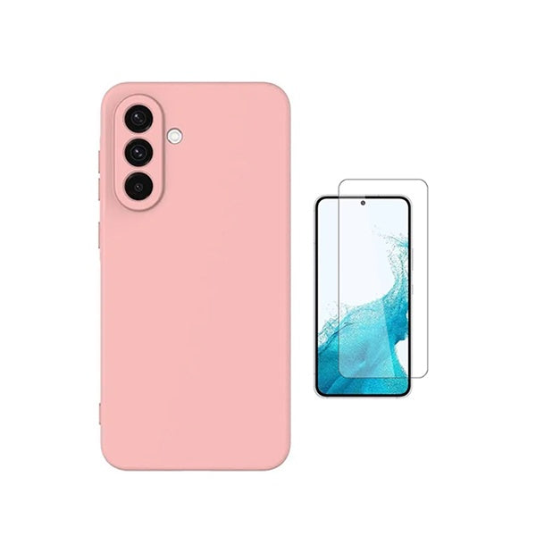 Kit Vidro Temperado Cleargorilasglass + Capa Proteção Silicone GIFT4ME Para Samsung Galaxy A57 5G - Rosa
