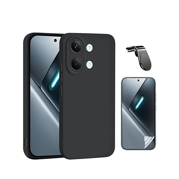 Kit Película Protectora de Hydrogel Frente + Capa Proteção Silicone + Suporte Magnético L GIFT4ME Para Xiaomi Poco X8 Pro Max 5G - Preto