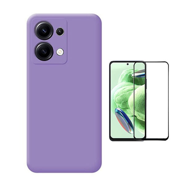Kit Película de Vidro Temperado Gorilasglass + Capa Proteção Silicone GIFT4ME Para Xiaomi Redmi Note 14S - Roxo