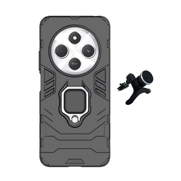 Kit Suporte Magnético Com Pernas + Capa de Proteção Militar Magnética Gift4Me Para Xiaomi Redmi 14R - Preto