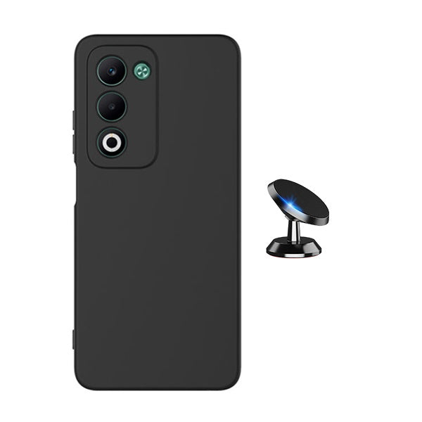 Kit Suporte Magnético + Capa Proteção Silicone GIFT4ME Para Oppo A5 4G - Preto