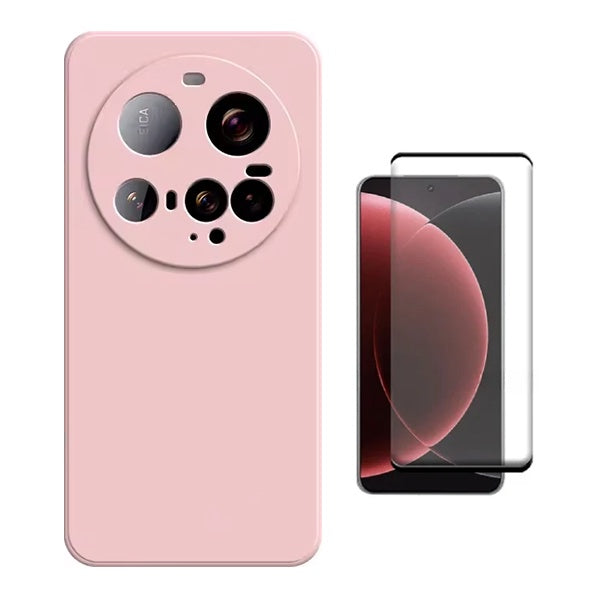 Kit Película de Vidro Temperado Gorilasglass Curvado + Capa Proteção Silicone GIFT4ME Para Xiaomi 15 Ultra - Rosa
