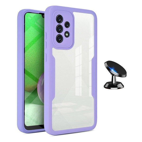 Kit Capa 360° Proteção Frente e Verso + Suporte Magnético Gift4Me Para Samsung Galaxy A13 - Roxo