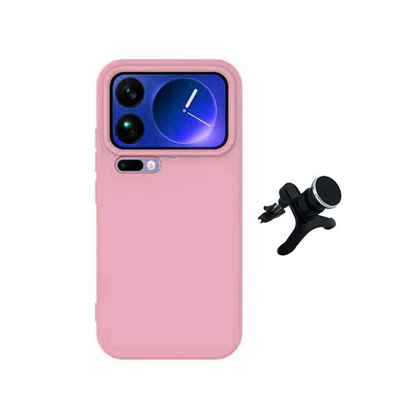 Kit Suporte Magnético Com Pernas + Capa Proteção Silicone GIFT4ME Para Xiaomi 17 Pro 5G - Rosa