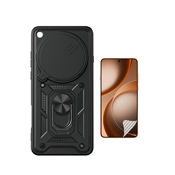 Kit Película Protectora de Hydrogel Frente + Capa de Proteção Militar Magnética Janela GIFT4ME Para Oppo Find X9 Ultra - Preto