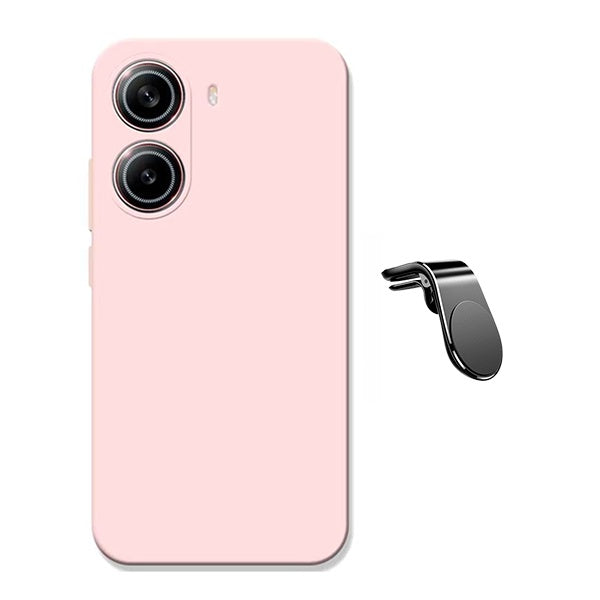 Kit Suporte de Carro Magnético L + Capa Proteção Silicone GIFT4ME Para Xiaomi Poco X7 Pro - Rosa