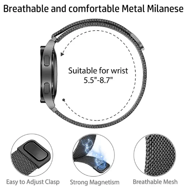 Bracelete Milanese Com Fecho Magnético GIFT4ME Para Samsung Galaxy Watch8 LTE - 40mm - Preto