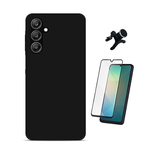 Kit Película de Vidro Temperado Gorilasglass + Capa Proteção Silicone + Suporte Reforçado de Carro GIFT4ME Para Samsung Galaxy A17 - Preto