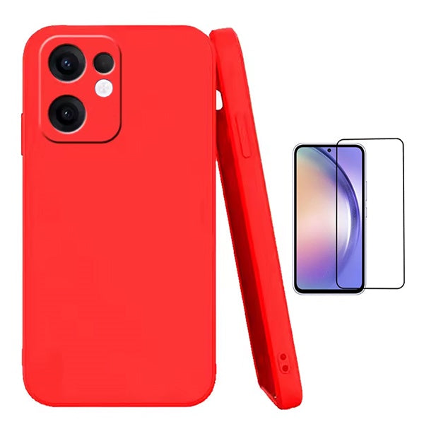 Kit Película de Vidro Temperado Gorilasglass + Capa Proteção Silicone GIFT4ME Para Oppo Reno13 F - Vermelho