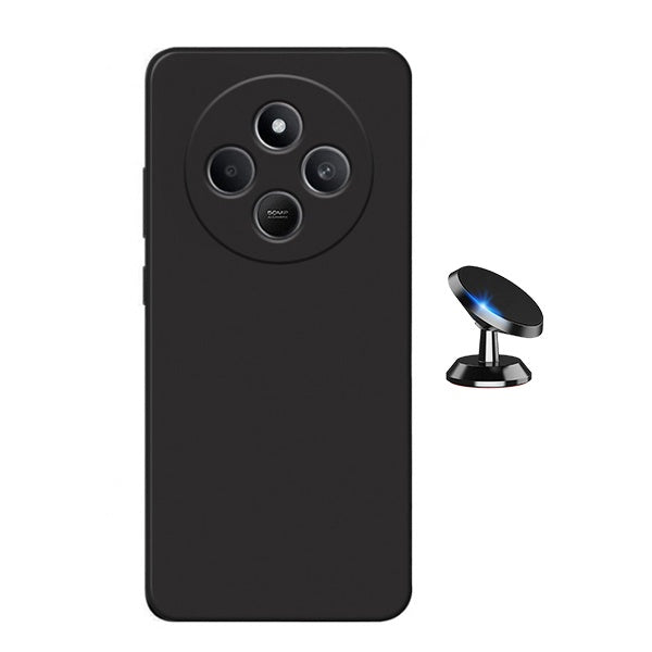 Kit Suporte Magnético + Capa Proteção Silicone Gift4Me Para Xiaomi Redmi 14C - Preto