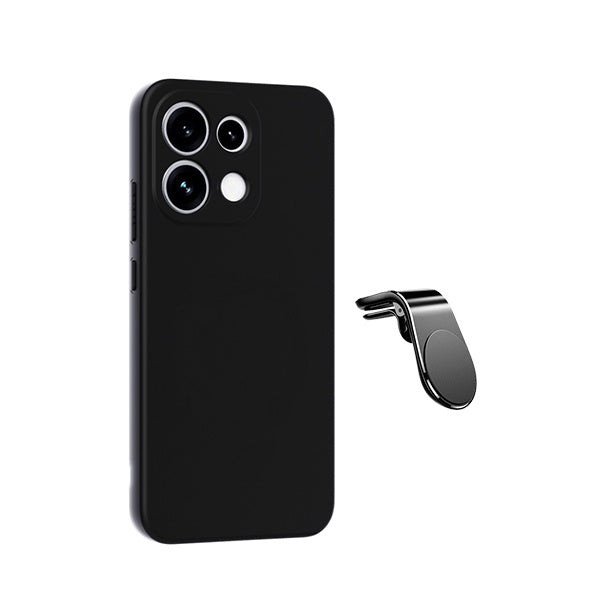 Kit Suporte de Carro Magnético L + Capa Proteção Silicone GIFT4ME Para Oppo Reno16 Pro - Preto