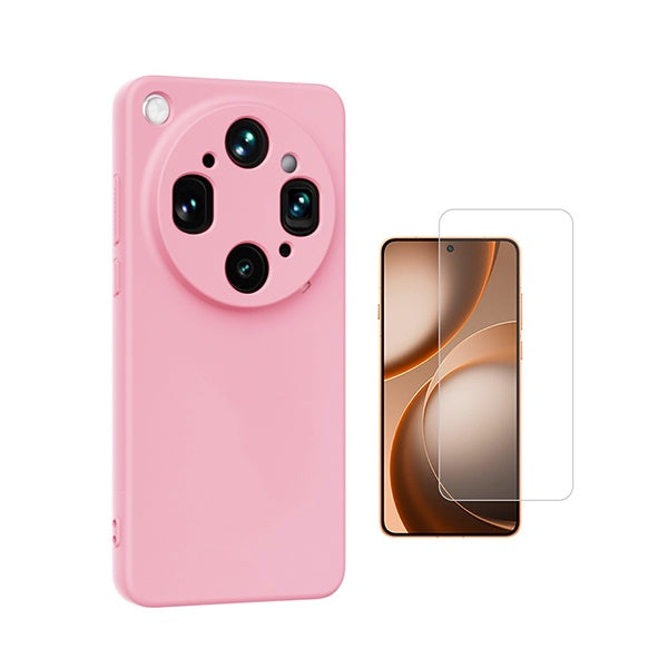 Kit Vidro Temperado Cleargorilasglass + Capa Proteção Silicone GIFT4ME Para Oppo Find X9 Ultra - Rosa