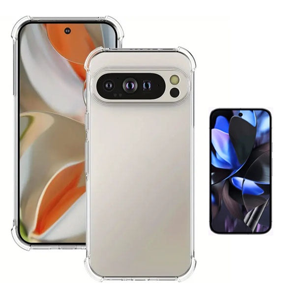 Kit Capa Traseira Super Proteção + Película de Hydrogel Frente Transparente Gift4Me Para Google Pixel 9 Pro XL - Transparente