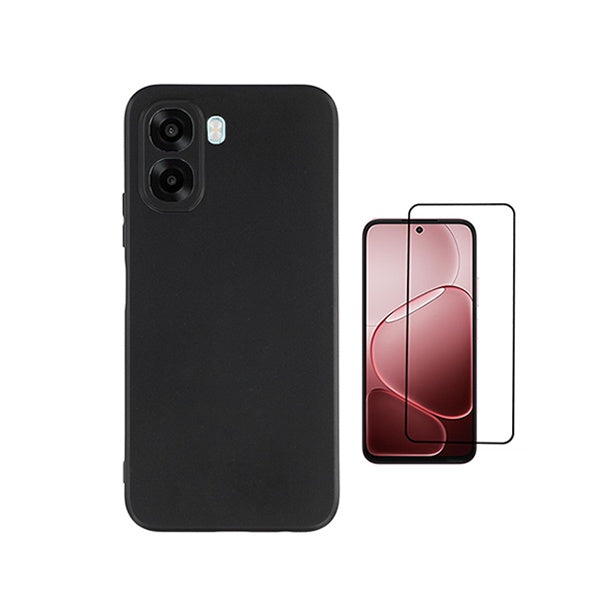 Kit Película de Vidro Temperado Gorilasglass + Capa Proteção Silicone GIFT4ME Para Oppo A6x - Preto
