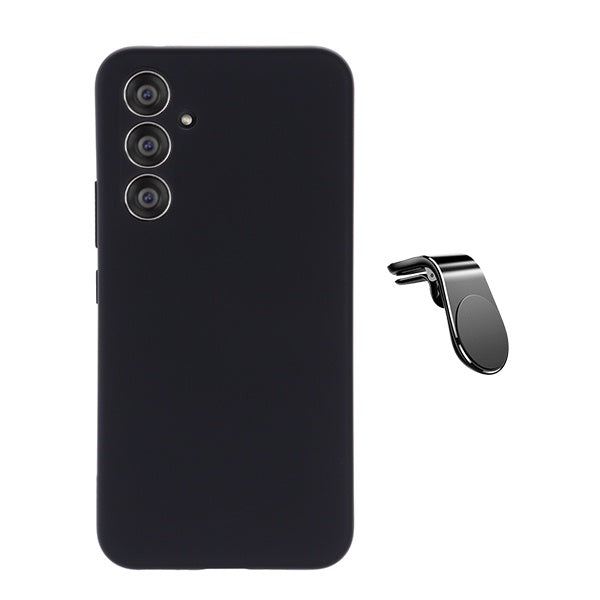 Kit Suporte de Carro Magnético L + Capa Proteção Silicone Gift4Me Para Samsung Galaxy S24 FE - Preto