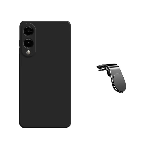 Kit Suporte de Carro Magnético L + Capa Proteção Silicone Gift4Me Para Samsung Galaxy S25 Edge - Preto