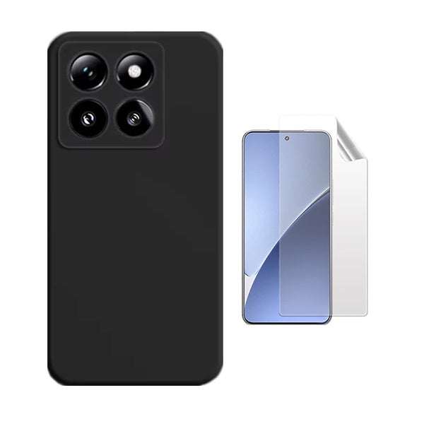 Kit Película Protectora de Hydrogel Frente + Capa Proteção Silicone Gift4Me Para Xiaomi 15 - Preto