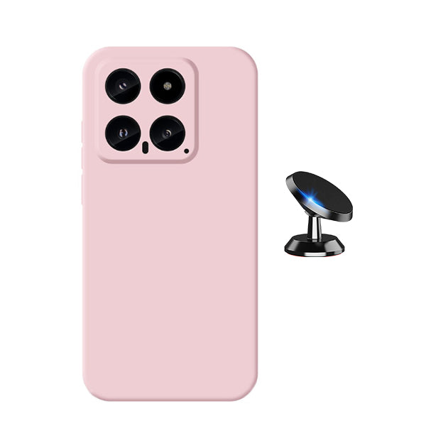 Kit Suporte Magnético + Capa Proteção Traseira Silicone GIFT4ME para Xiaomi 14 - Rosa