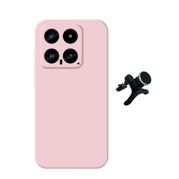 Kit Suporte Magnético Com Pernas + Capa Proteção Traseira Silicone GIFT4ME para Xiaomi 14 - Rosa