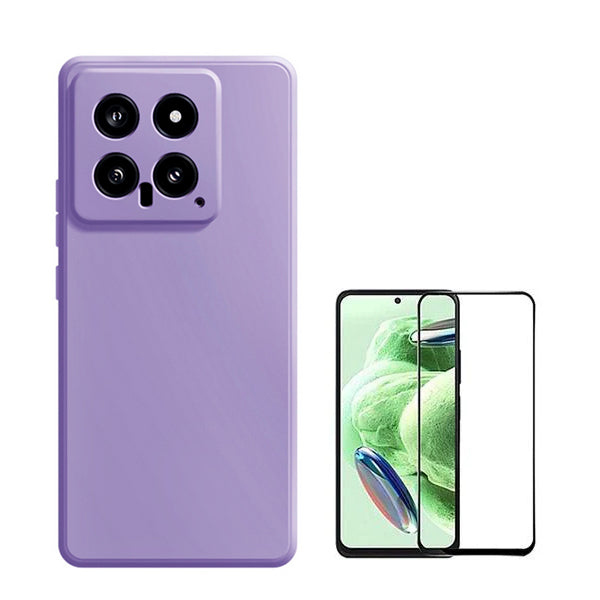 Kit Película de Vidro Temperado GOrilasGlass + Capa Proteção Traseira Silicone GIFT4ME para Xiaomi 14 - Roxo