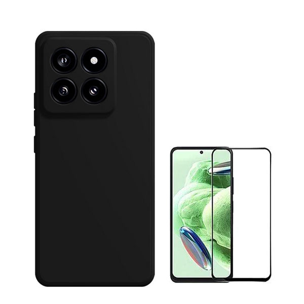 Kit Película de Vidro Temperado GOrilasGlass + Capa Proteção Traseira Silicone GIFT4ME para Xiaomi 14 - Preto