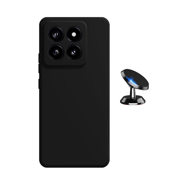 Kit Suporte Magnético + Capa Proteção Traseira Silicone GIFT4ME para Xiaomi 14 - Preto