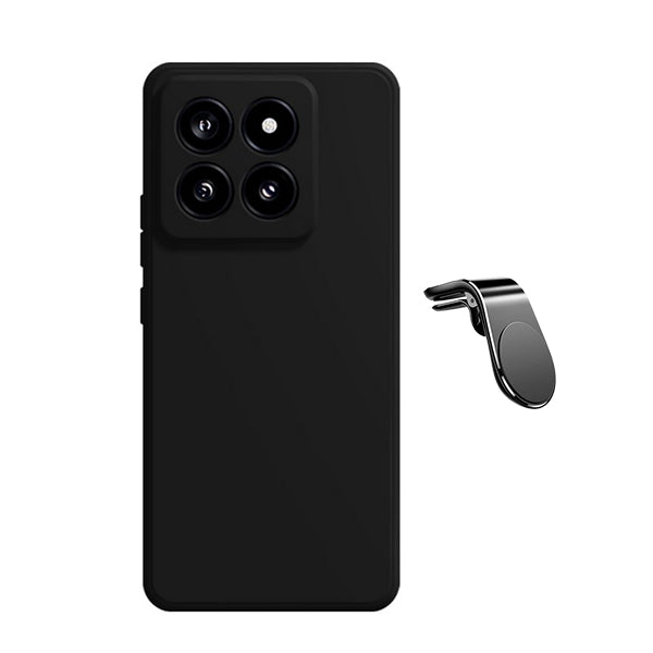 Kit Suporte de Carro Magnético L + Capa Proteção Traseira Silicone GIFT4ME para Xiaomi 14 - Preto
