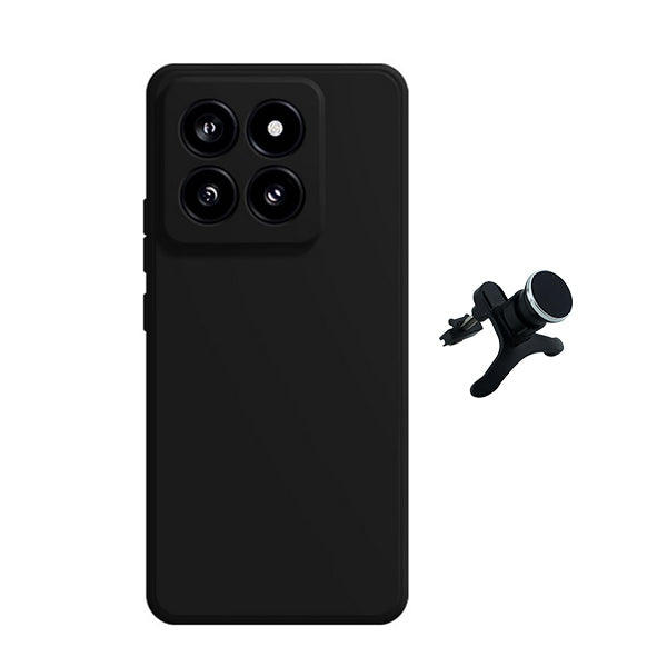 Kit Suporte Magnético Com Pernas + Capa Proteção Traseira Silicone GIFT4ME para Xiaomi 14 - Preto