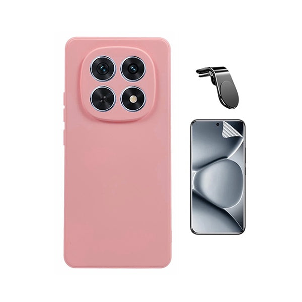 Kit Película Protectora de Hydrogel Frente + Capa Proteção Silicone + Suporte Magnético L GIFT4ME Para Xiaomi Redmi Note 15 5G - Rosa