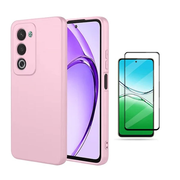 Kit Película de Vidro Temperado Gorilasglass + Capa Proteção Silicone GIFT4ME Para Oppo A5 5G - Rosa