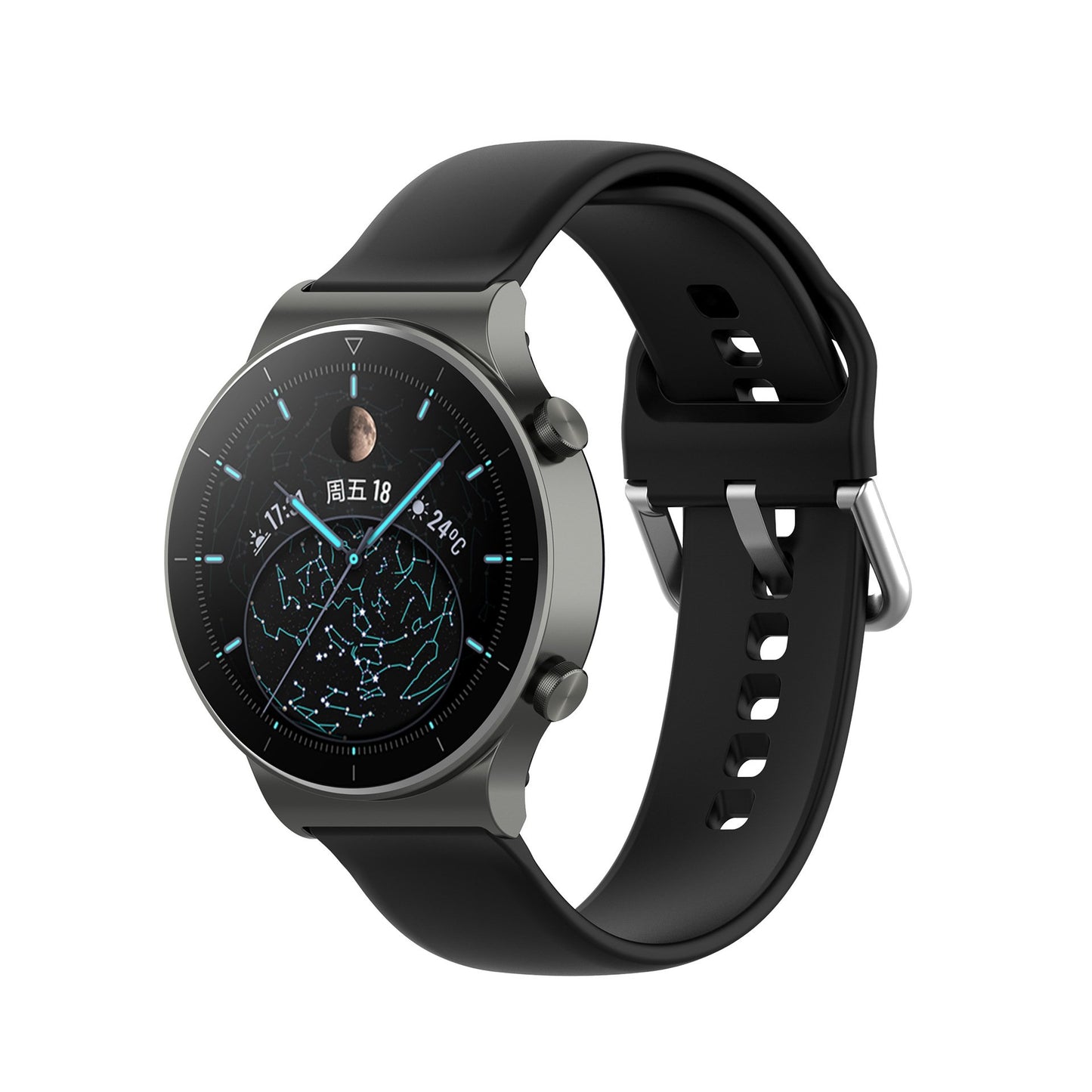 Bracelete Silicone Com Fivela GIFT4ME Para Garmin Forerunner 570 - 42mm - Preto