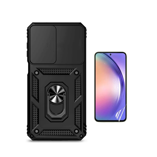 Kit Película Protectora de Hydrogel Frente + Capa de Proteção Militar Magnética Janela GIFT4ME Para Samsung Galaxy A27 5G - Preto