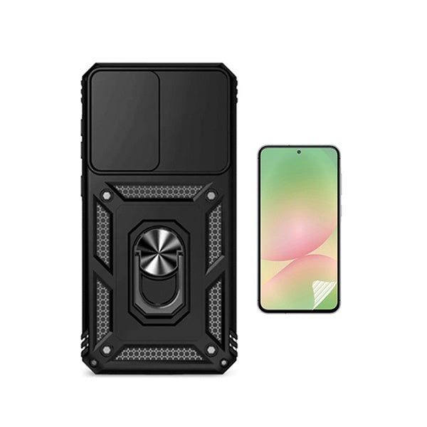 Kit Película Protectora de Hydrogel Frente + Capa de Proteção Militar Magnética Janela GIFT4ME Para Samsung Galaxy A57 5G - Preto