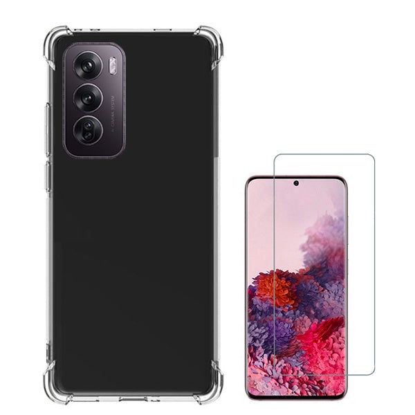 Kit Capa Traseira Super Proteção Transparente + Película de Vidro Temperado GIFT4ME Compativel Com Oppo Reno12 Pro - Transparente