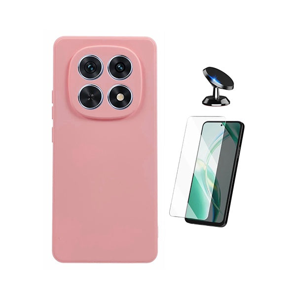 Kit Vidro Temperado Cleargorilasglass + Capa Proteção Silicone + Suporte de Carro GIFT4ME Para Xiaomi Redmi Note 15 5G - Rosa