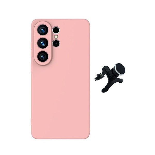 Kit Suporte Magnético Com Pernas + Capa Proteção Silicone GIFT4ME Para Samsung Galaxy S26 Ultra - Rosa